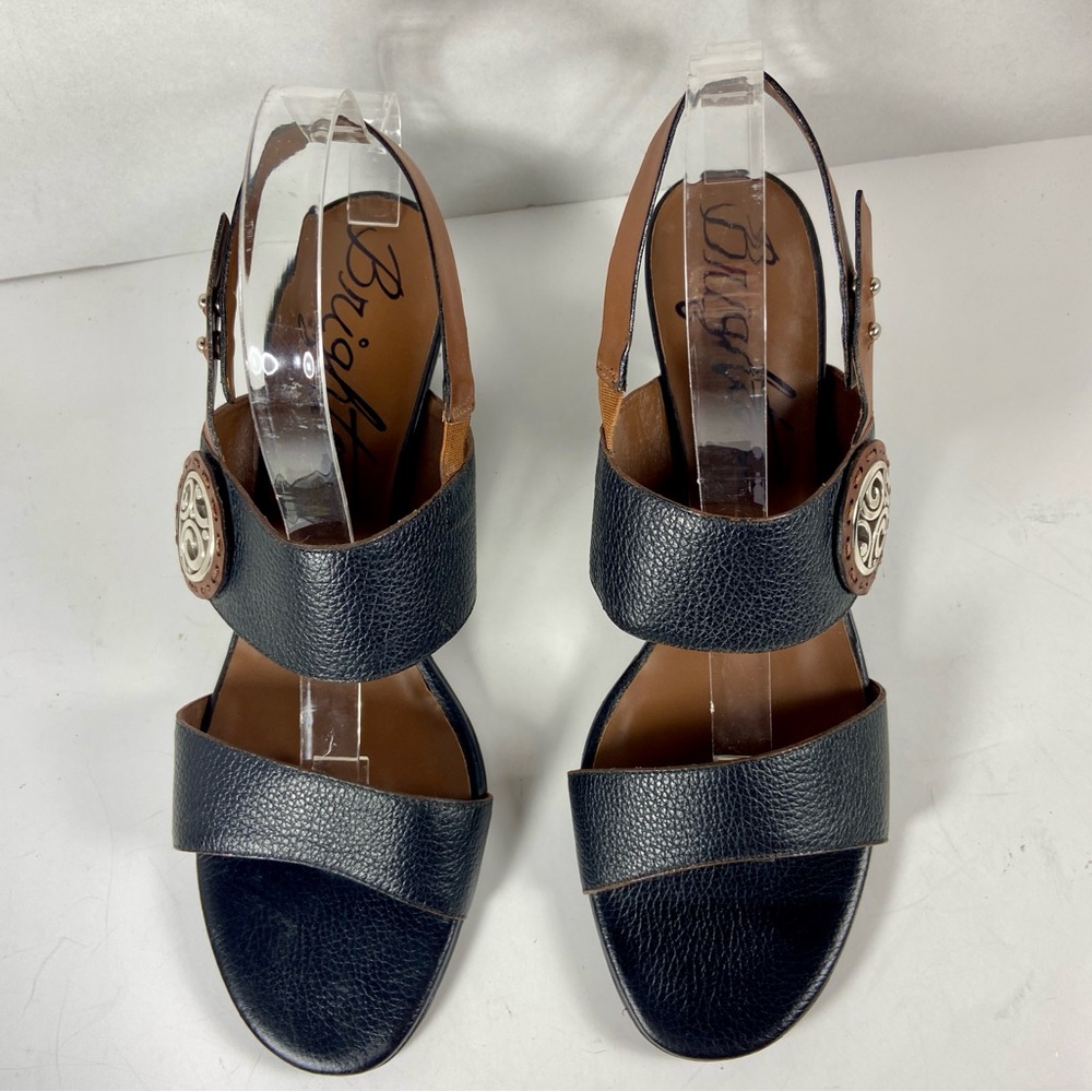 Brighton Black and Brown Heels with Decorative Metal Detail - Picture 2 of 12